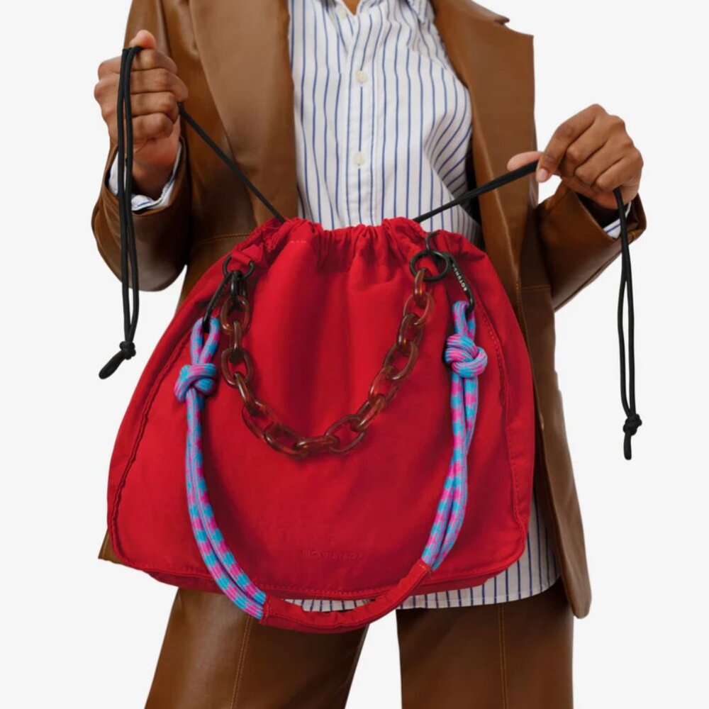 Rotunda Sant Hobo Bag, Coral Red